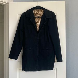 Black oversized jean jacket.